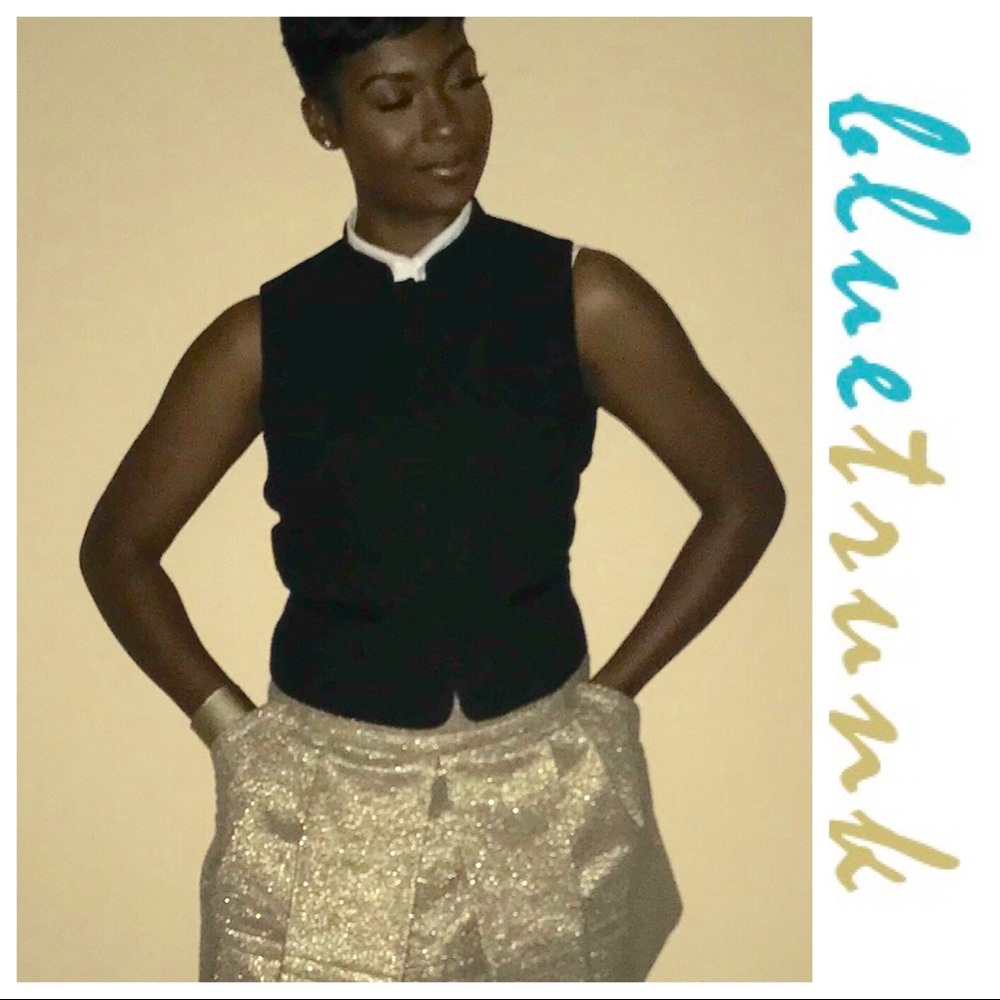 NWOT Vivienne Tam Gold Metallic Skirt - Picture 4 of 6